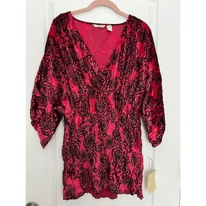 Trevan Women's Dolman Sleeve Velvet Blouse Size XL